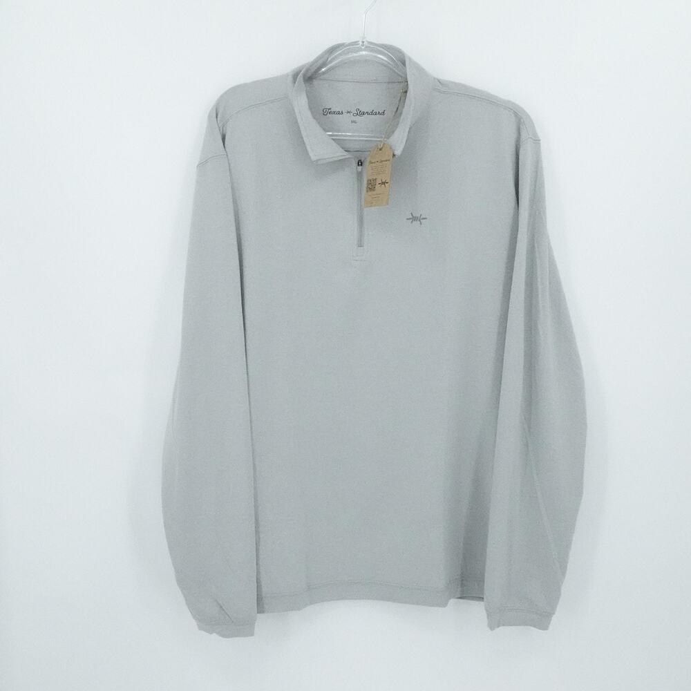 Texas Standard Pullover Men 3XL Gray Quarter Zip Stretch Casual Barbed Wire Logo